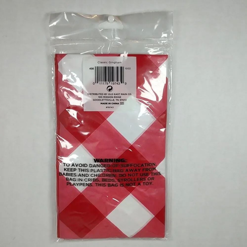 Classic Red & White Gingham Plastic Table Cover 54